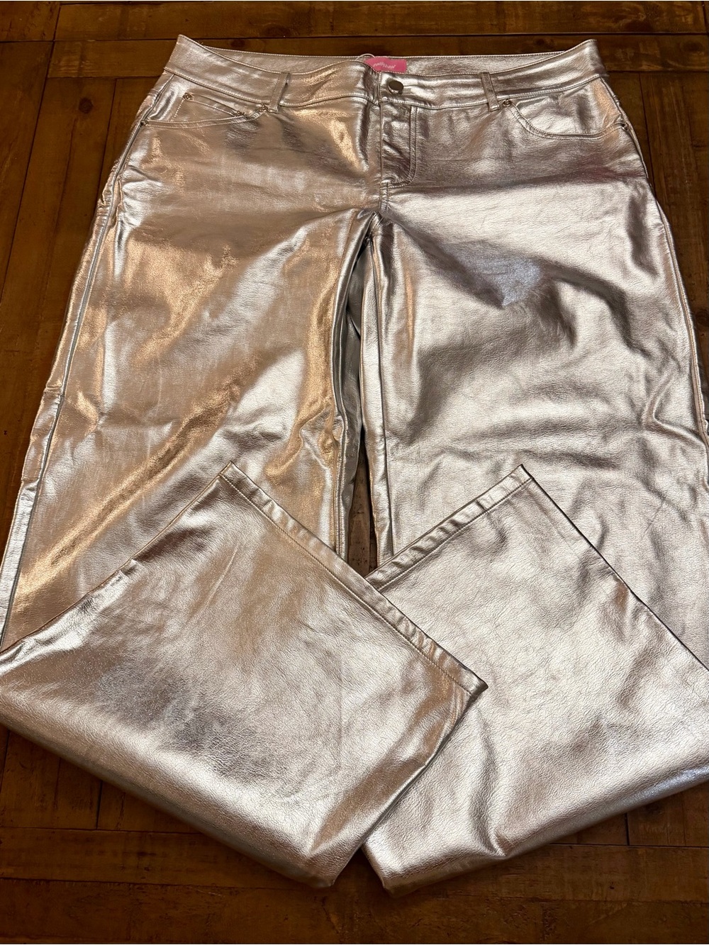 Metallic Silver Women's Jeans - Sleek High-Shine Style